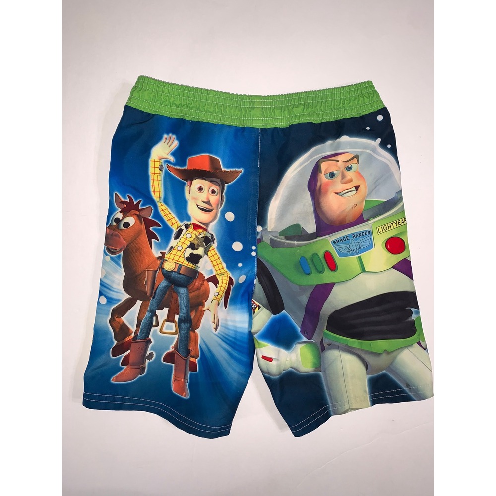 Toy Story Boys 4T Buzz Lightyear Woody Swim Trunks Blue Green‎ - Picture 4 of 9